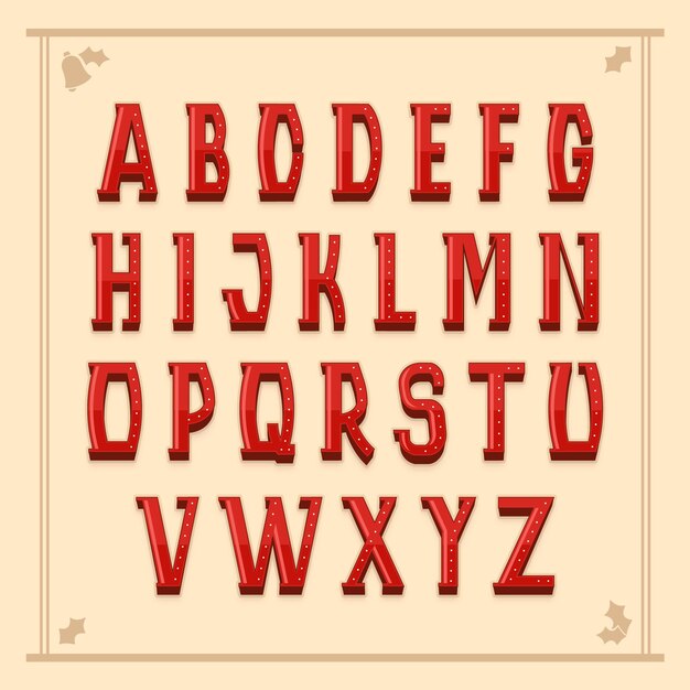 Retro red christmas alphabetical letters