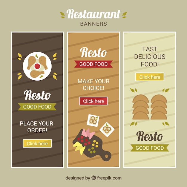 Free vector retro restaurant banners