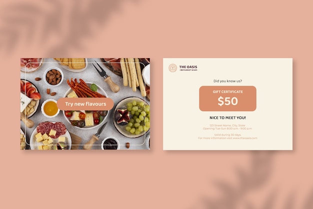 Retro restaurant gift certificiate