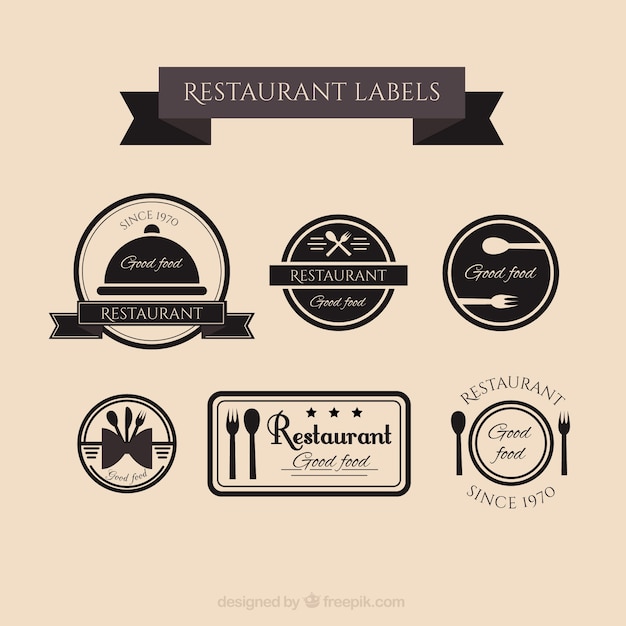 Free vector retro restaurant labels collection