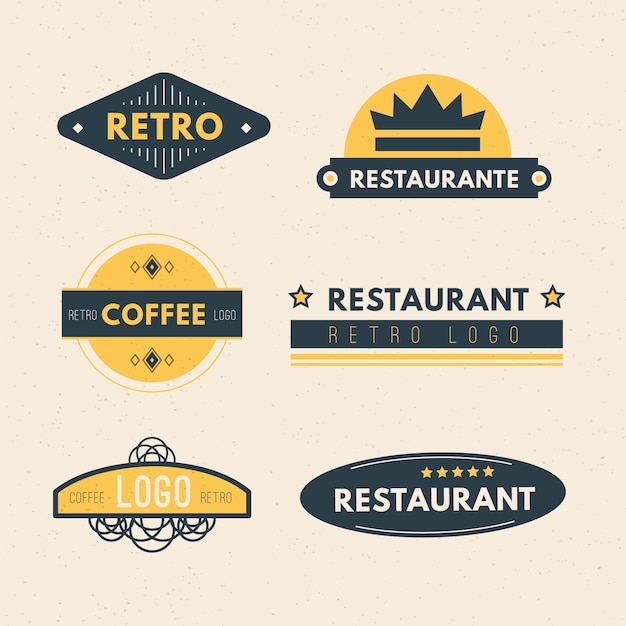 Vettore gratuito collezione logo ristorante retrò