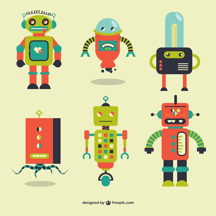 Free Vector retro robots collection