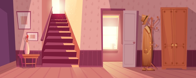 Retro room interior vector illustration