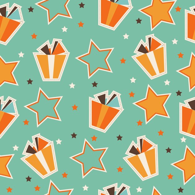 Retro seamless pattern with gift boxes