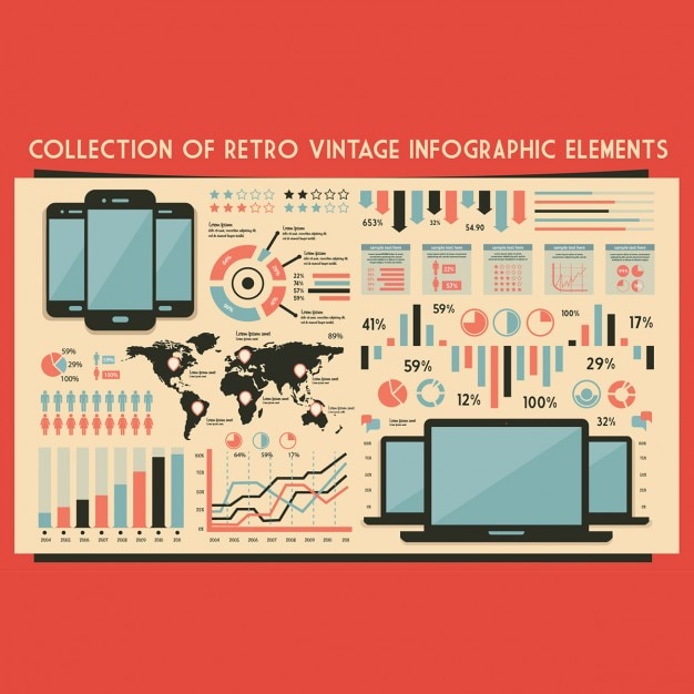 Free vector retro set of infographic elements