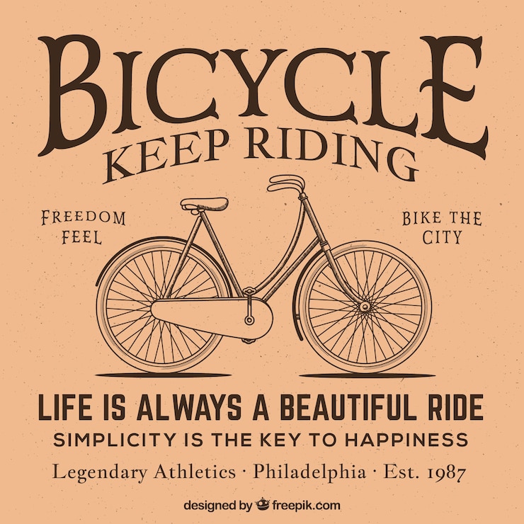 Free Vector retro sketch bicycle background with message