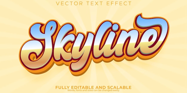 Retro skyline text effect editable vintage and old text style