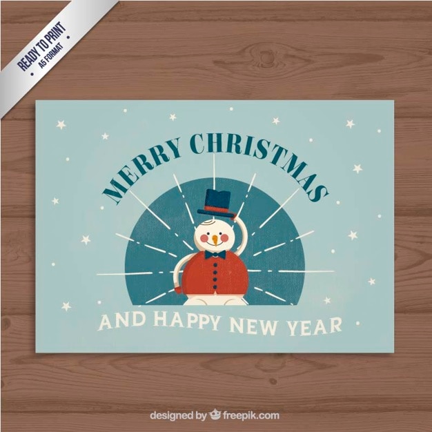 Retro snowman christmas card