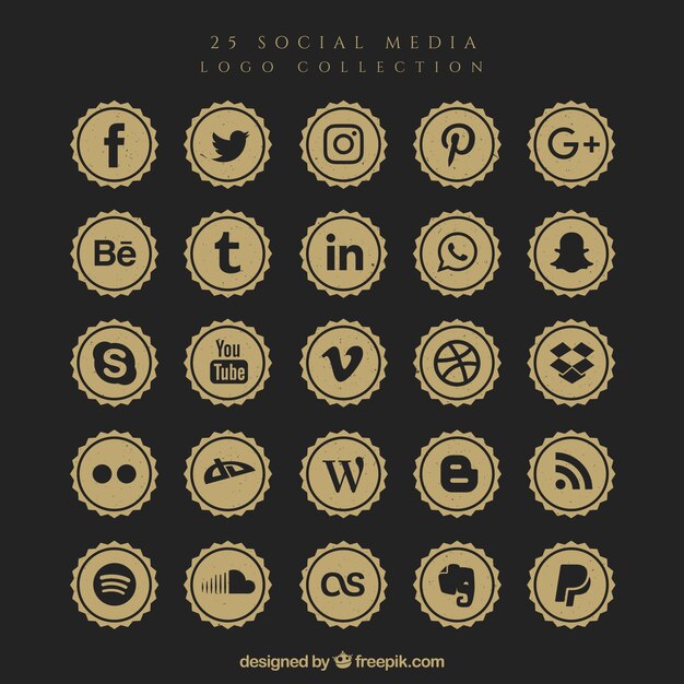 Retro social media logo collection