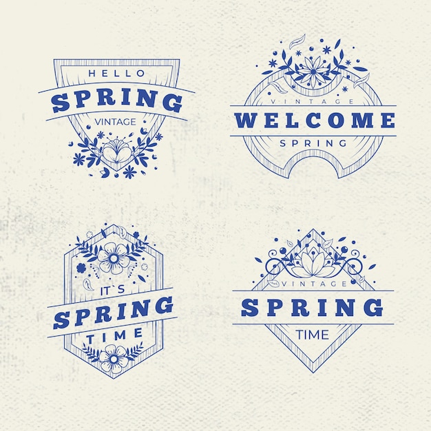 Free vector retro spring label/badge collection