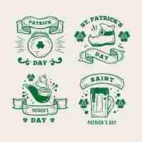 Vettore gratuito st retrò collezione di badge patrick's day