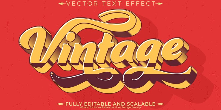 Free Vector retro sticker text effect editable 70s and 80s text style
