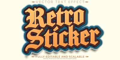 Free vector retro sticker text effect editable 70s and 80s text style