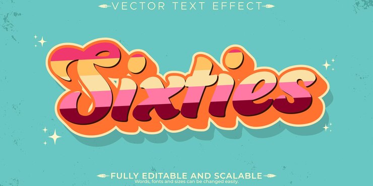 Free Vector retro sticker text effect editable 70s and 80s text style