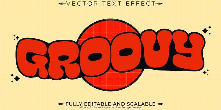 無料Vector レトロ・ステッカー・テキスト・エフェクト - 編集可能な70年代と80年代のテキストスタイル
