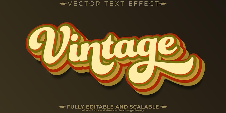 Free Vector retro sticker text effect editable 70s and 80s text stylex9