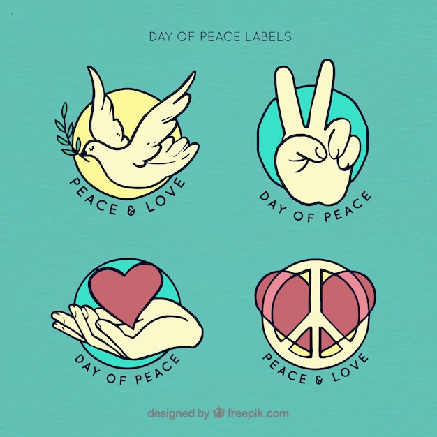 평화의 상징으로 설정 레트로 스티커