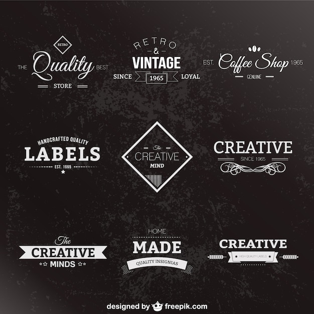 Retro style black and white labels