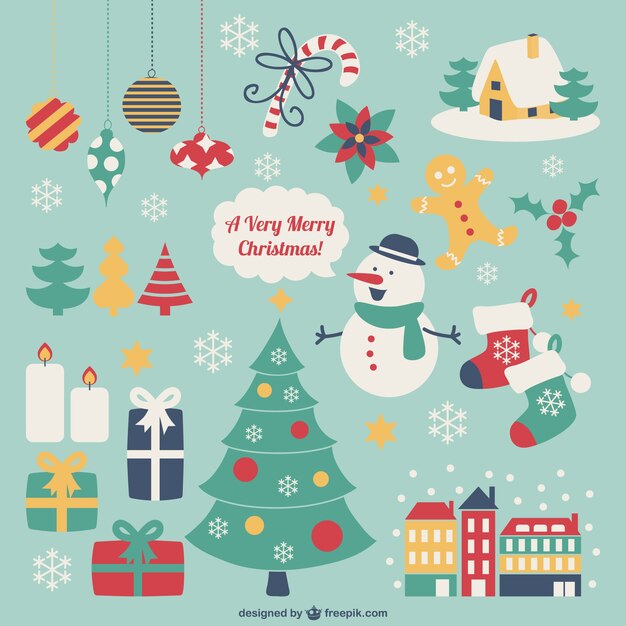レトロスタイルのクリスマスの要素
