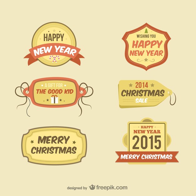 Retro style Christmas labels