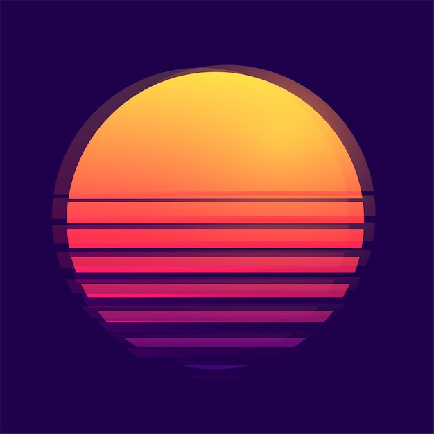 Free vector retro style digital sci fi background with sun design