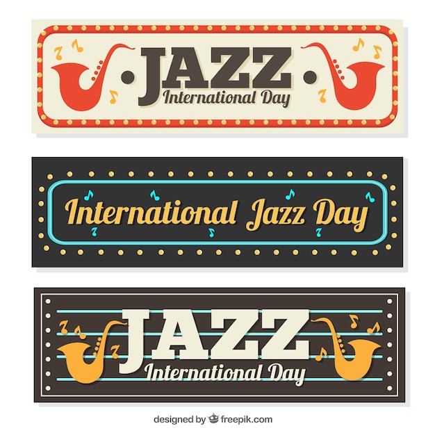 Free vector retro style jazz banners