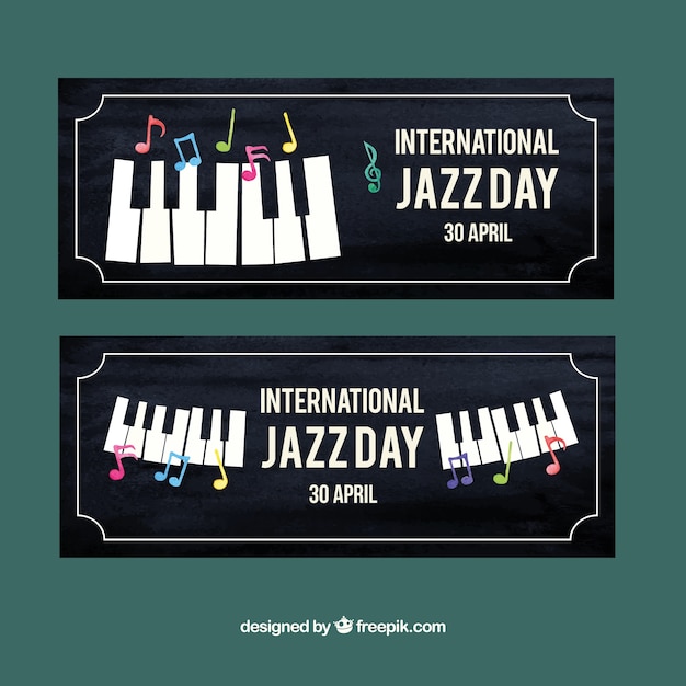 Vettore gratuito retro stile di jazz di pianoforte banner