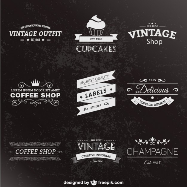 Retro style labels pack