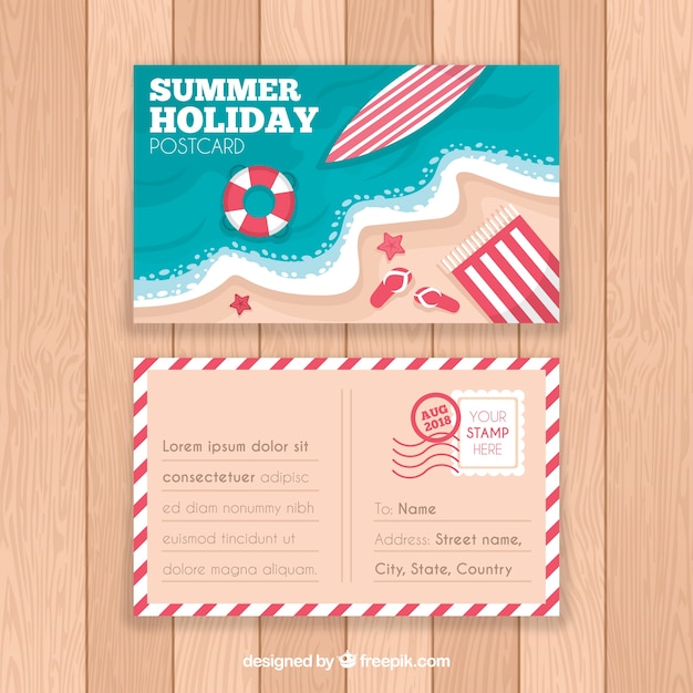 Retro style summer postal template