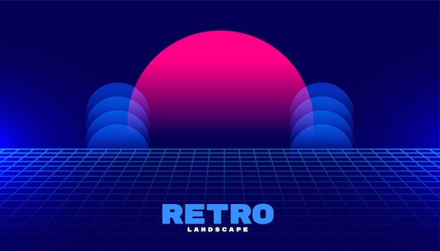 Free vector retro style synth wave for futurism inspired background