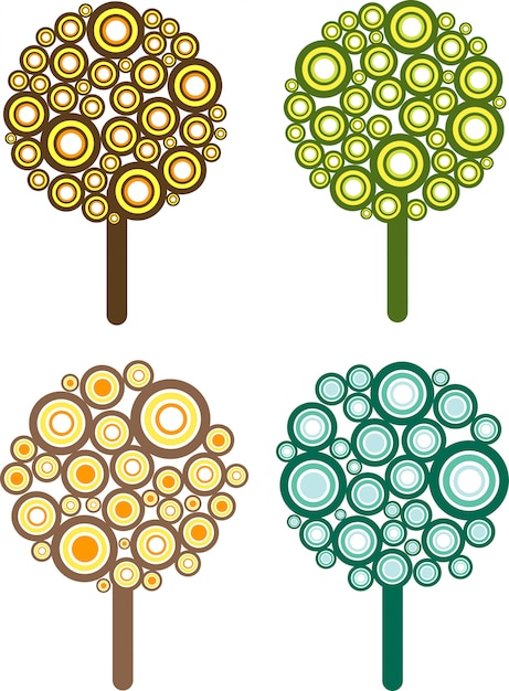 Free vector retro styled tree illustrations