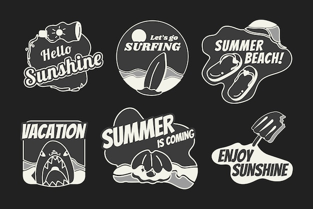 Retro summer badge set