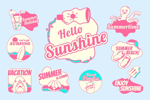 Retro summer badge set