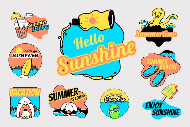 Free vector retro summer badge set