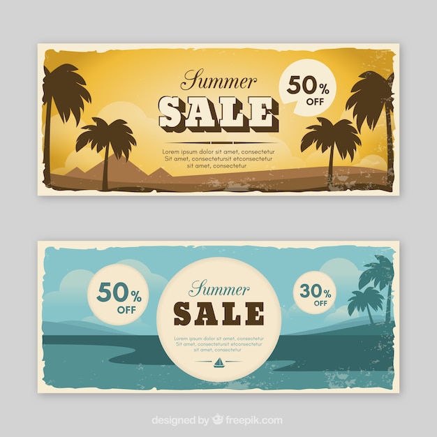 Retro summer sale banners