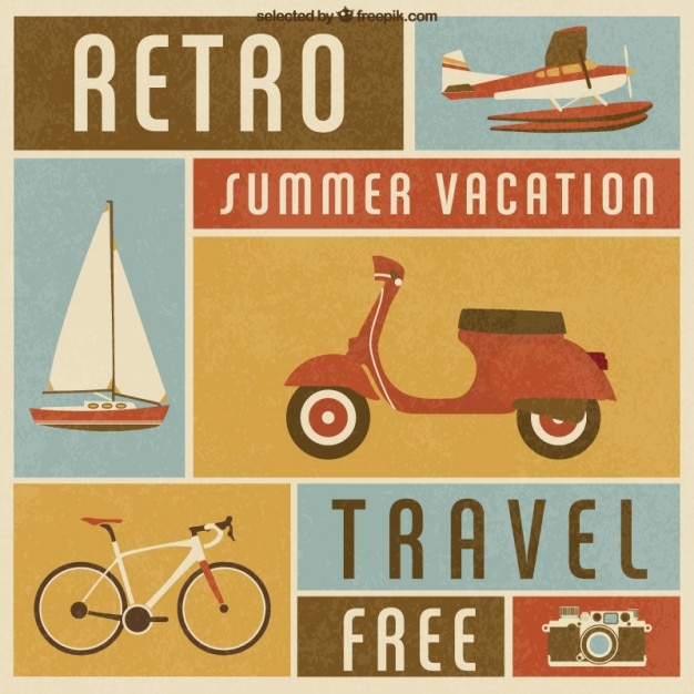 Free vector retro summer vacation transport