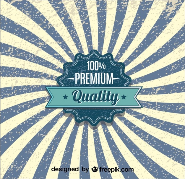 Free vector retro sunburst quality badge blue poster design