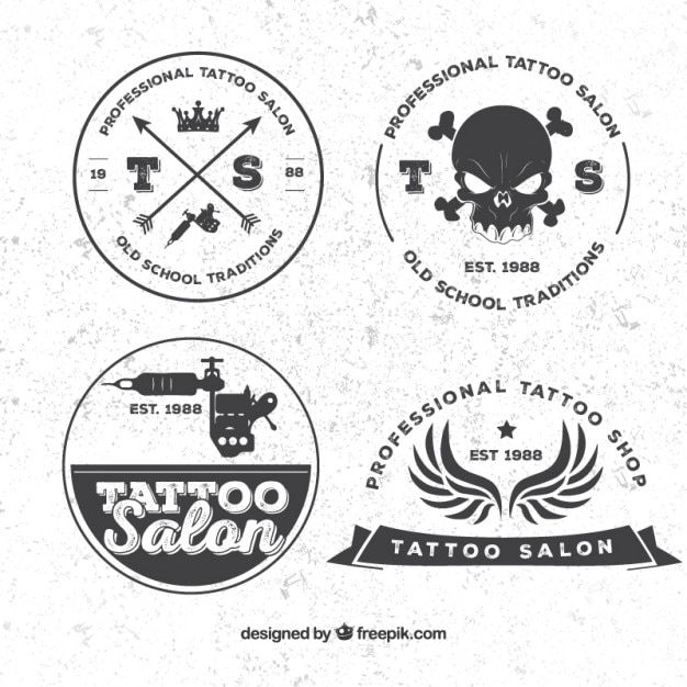 Free vector retro tattoo badges pack