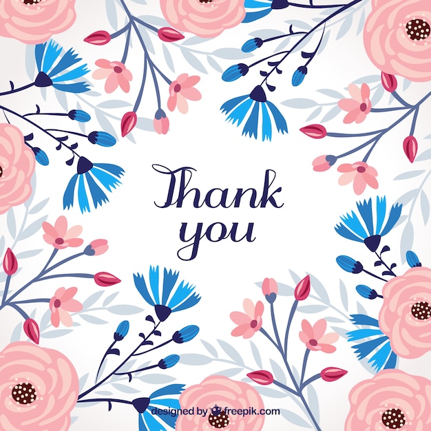 Retro thank you background with flowers