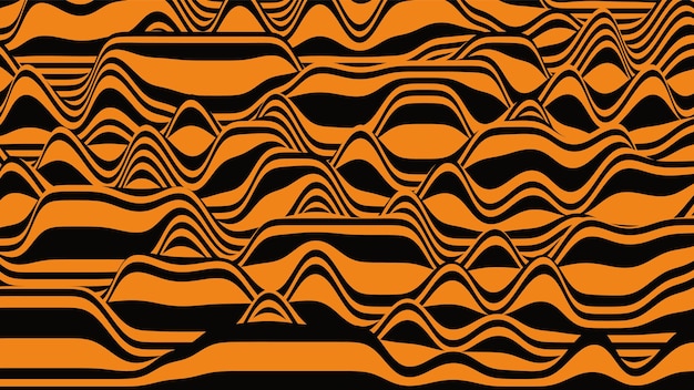 Retro tiger stripes distorted backdrop. procedural vintage ripple background with optical illusion effect.