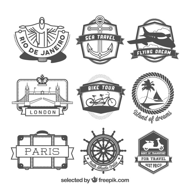 Retro travel badges