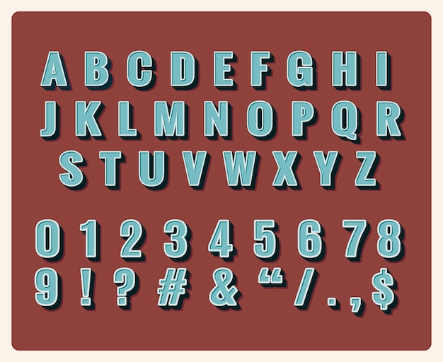 Retro type font. Symbol vintage, typography, numbers and letters