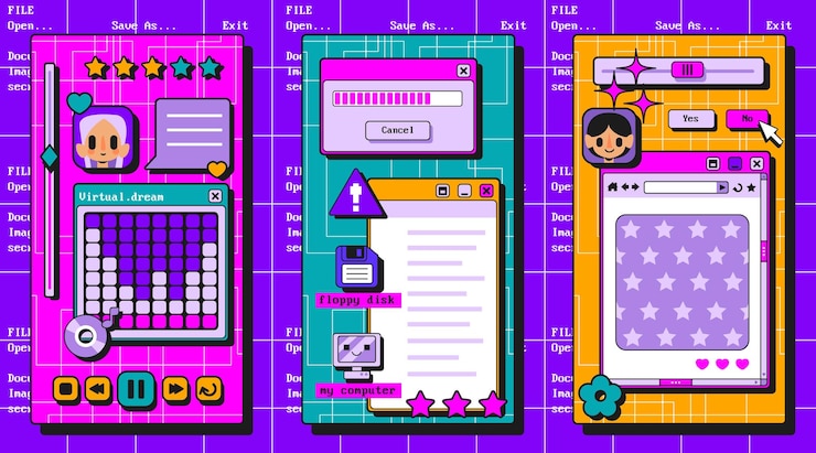 Free Vector retro user interface windows collection