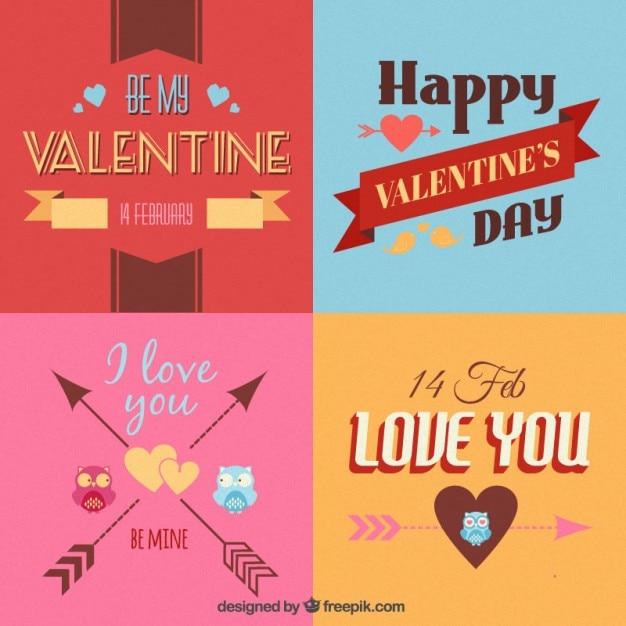 Free vector retro valentine day card collection