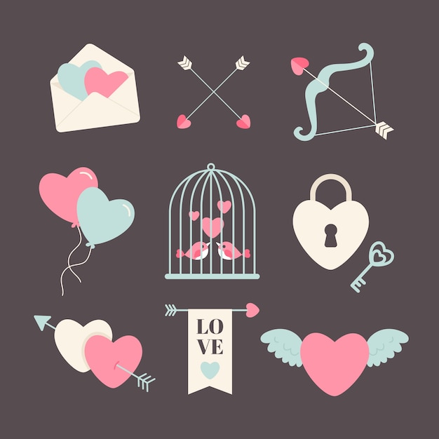 Free vector retro valentine's day element collection