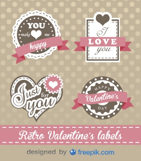 Retro valentine's day labels lovely design