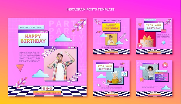 Storie di instagram di compleanno retrò vaporwave