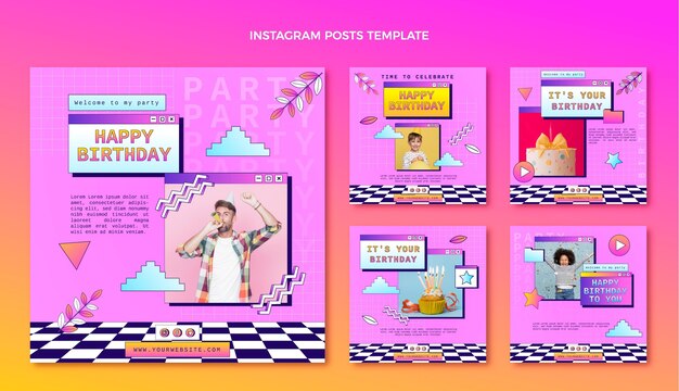 retro vaporwave birthday instagram stories