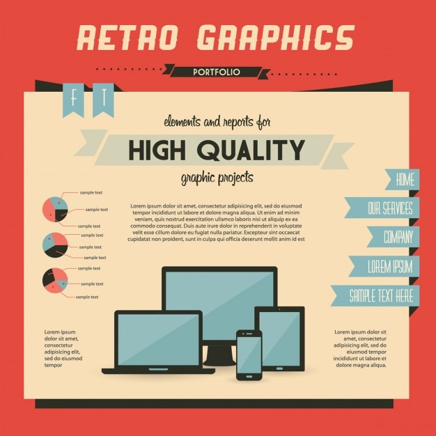 Vettore gratuito retrò vector set di elementi infographic