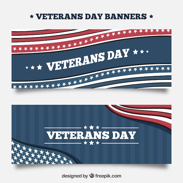 Free vector retro veterans day banners
